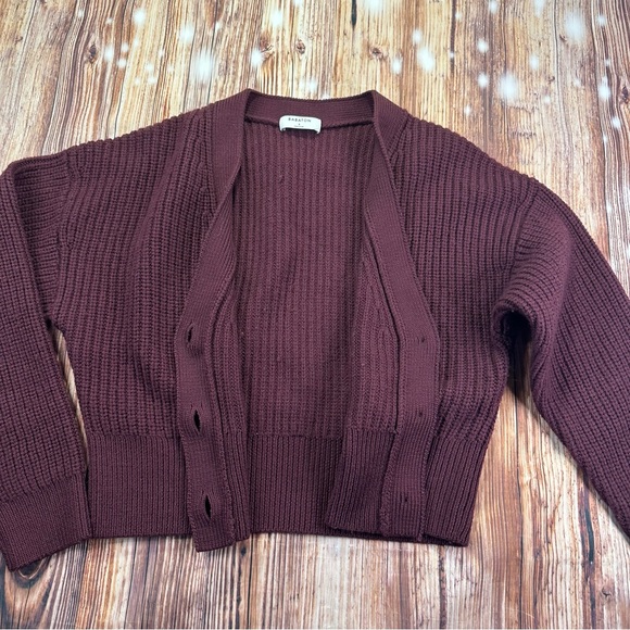 Babaton Canberra Womens Long Sleeve Cropped Button Sweater Size Small Burgundy - Picture 6 of 12